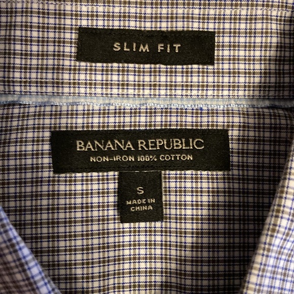 Banana Republic Slim Fit Small Dress Shirt, new with tags, blue gray plaid - Picture 5 of 5
